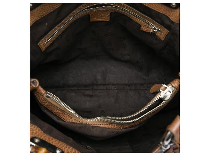 Bamboo Gucci Libeccio Tote aus braunem Guccissima-besetztem Kalbsleder in Größe Medium - Ansicht 4