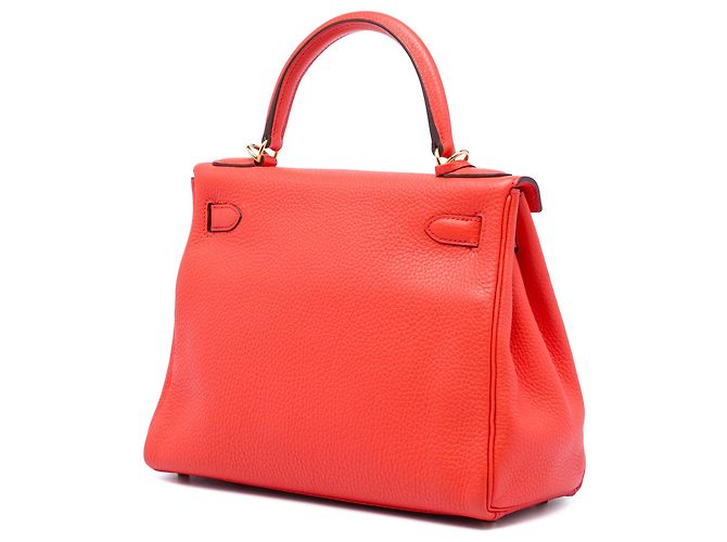 Hermès Orange Clemence Kelly II Retourne 28 Rosso Arancione - vista 2