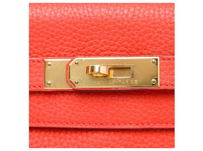 Hermès Orange Clemence Kelly II Retourne 28 Rosso Arancione - vista 5