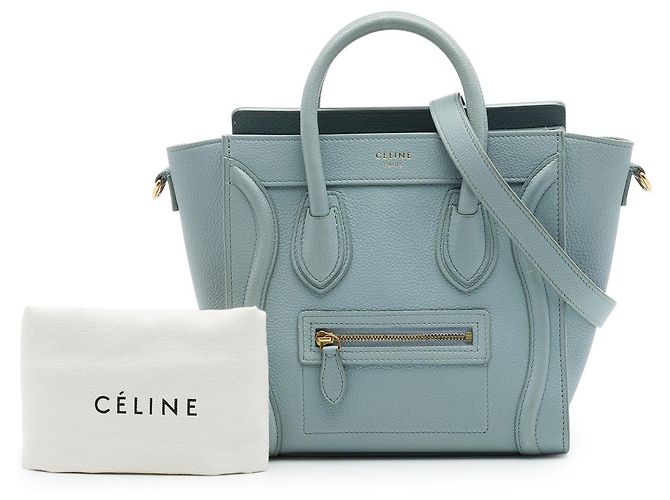 Luggage Céline Borsa Tote Celine Nano Blue in pelle Blu chiaro - vista 7