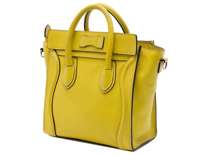 Céline Borsa Tote Luggage in pelle di vitello granulata gialla Celine Giallo - vista 2