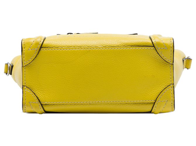 Céline Borsa Tote Luggage in pelle di vitello granulata gialla Celine Giallo - vista 3