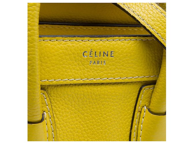Céline Borsa Tote Luggage in pelle di vitello granulata gialla Celine Giallo - vista 5