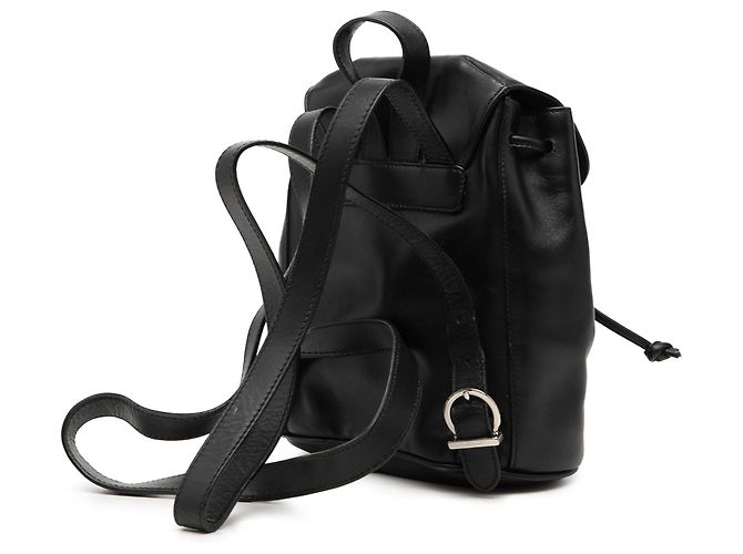Salvatore Ferragamo Mochila Ferragamo em couro preto Double Gancini - vista 2