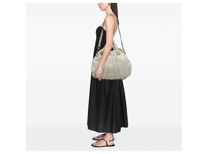 Borsa Gucci Brown Large Guccissima Hysteria Satchel Marrone Beige - vista 5