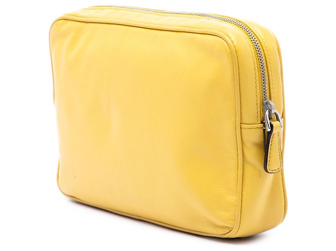 Clutch da polso in pelle gialla Prada Giallo - vista 2