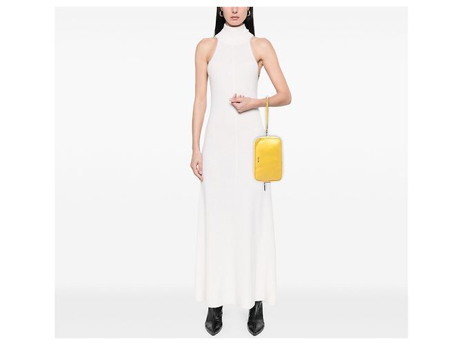 Clutch da polso in pelle gialla Prada Giallo - vista 6