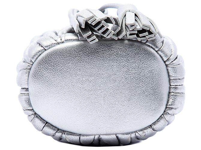 Borsa a secchiello Miu Miu Silver Mini Metallic Matelasse Nappa Crystal Chain Argento - vista 3