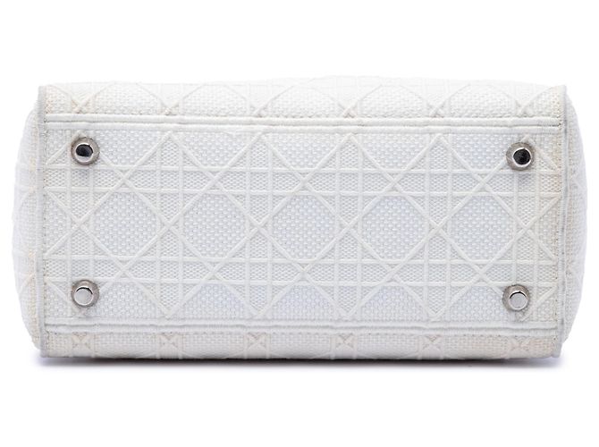 Dior Cannage Lady D Lite aus weißem Canvas, Größe Medium - Ansicht 3