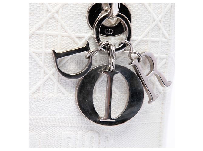 Dior Cannage Lady D Lite aus weißem Canvas, Größe Medium - Ansicht 5
