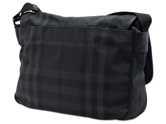 Borsa a tracolla in nylon a quadri Burberry Gray Smoke Marrone - vista 2