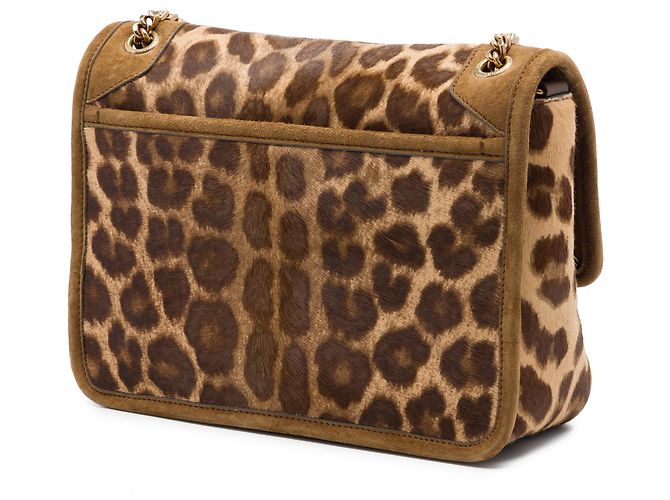 Saint Laurent Niki stampa leopardata in pelo di baby pony marrone - vista 2