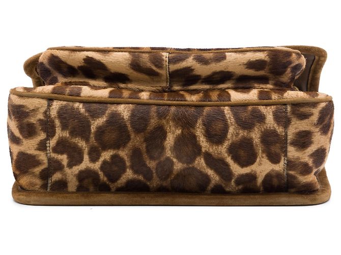 Saint Laurent Niki stampa leopardata in pelo di baby pony marrone - vista 3