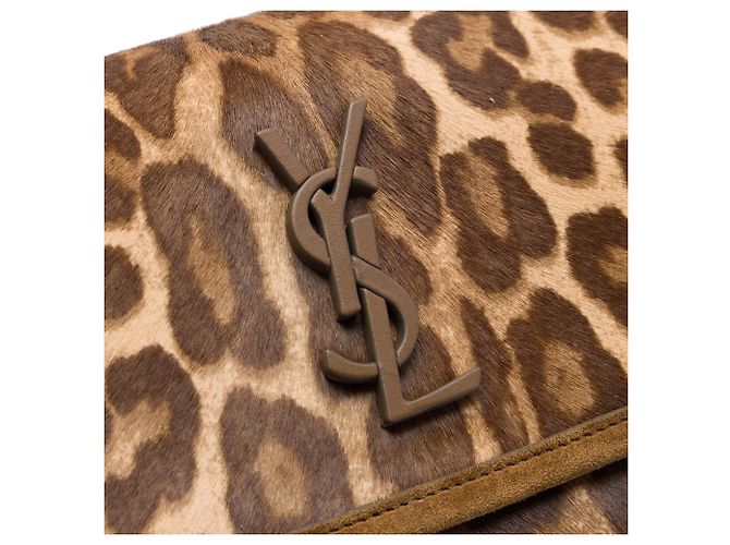 Saint Laurent Niki stampa leopardata in pelo di baby pony marrone - vista 5