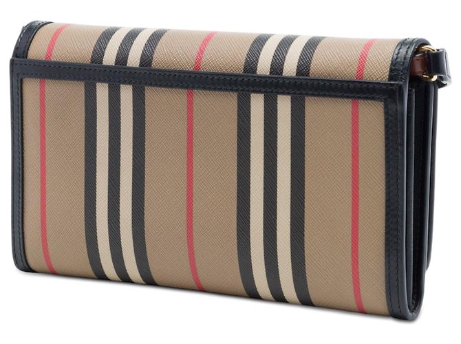 Cartera Hannah de lona con rayas icónicas marrones de Burberry con correa - vista 2