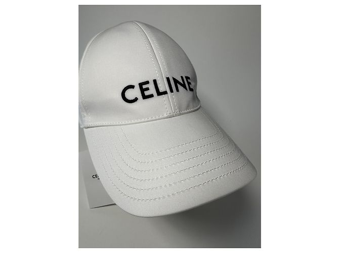 Céline Celine Logo Baseball Cap aus weißer Baumwolle - Größe L - Ansicht 14