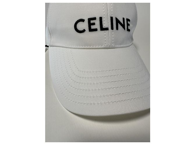 Céline Celine Logo Baseball Cap aus weißer Baumwolle - Größe L - Ansicht 2