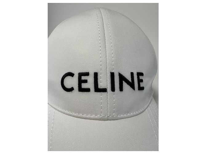 Céline Celine Logo Baseball Cap aus weißer Baumwolle - Größe L - Ansicht 3