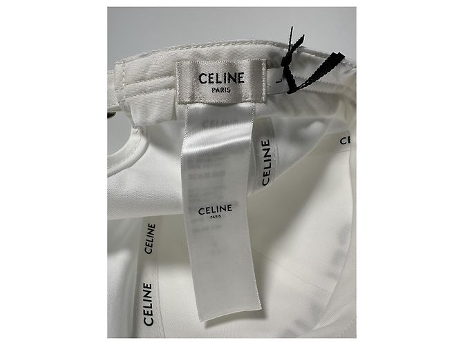 Céline Celine Logo Baseball Cap aus weißer Baumwolle - Größe L - Ansicht 7
