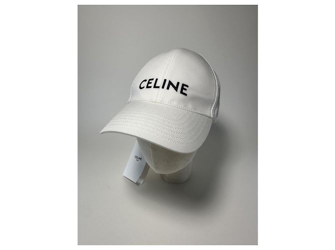 Céline Celine Logo Baseball Cap aus weißer Baumwolle - Größe L - Ansicht 9