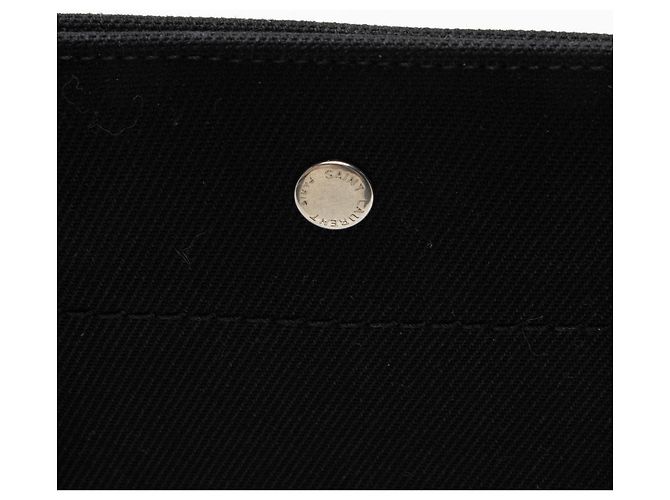 Tote Large Rive Gauche em canvas e couro de vitelo Saint Laurent Preto - vista 9