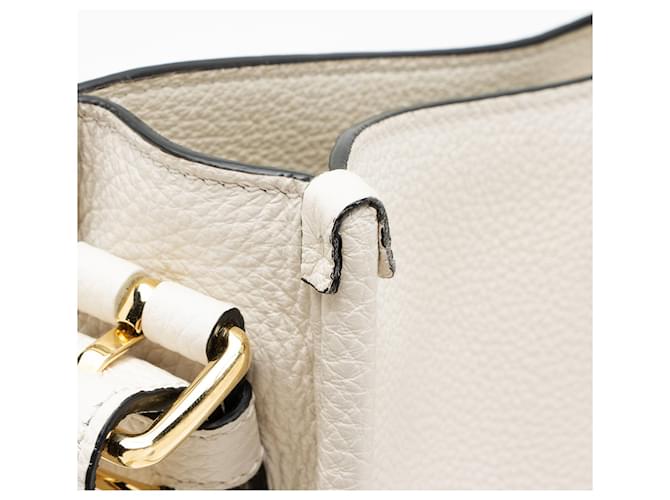 Prada Vitello Daino Logo Medium Soft Messenger Bianco - vista 10