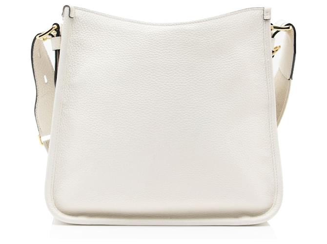Prada Vitello Daino Logo Medium Soft Messenger Bianco - vista 3