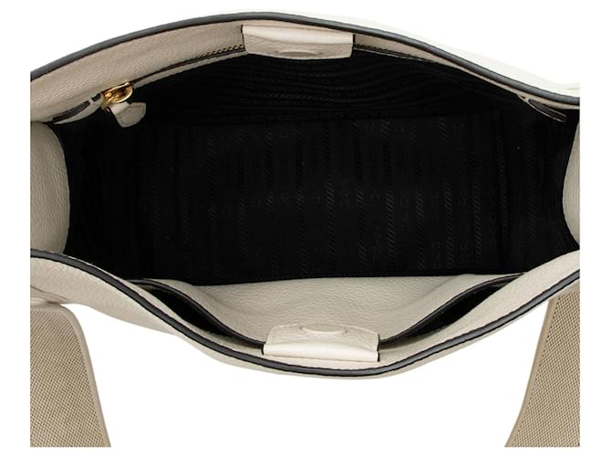 Prada Vitello Daino Logo Medium Soft Messenger Bianco - vista 6