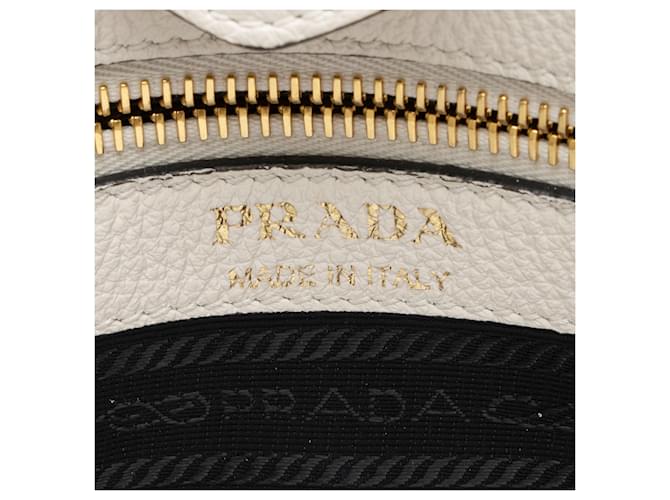 Prada Vitello Daino Logo Medium Soft Messenger Bianco - vista 7