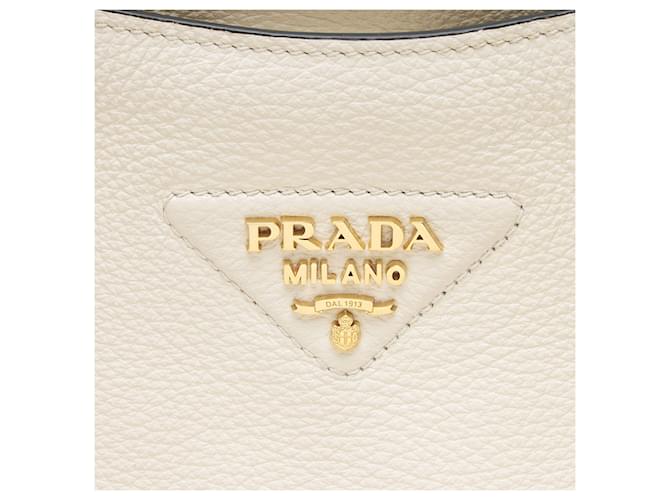 Prada Vitello Daino Logo Medium Soft Messenger Bianco - vista 8