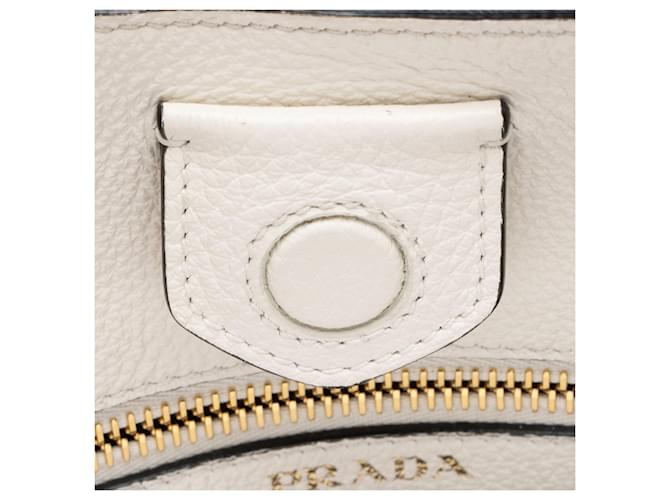 Prada Vitello Daino Logo Medium Soft Messenger Bianco - vista 9