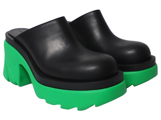 Mules Flash Platform in pelle di vitello nera Bottega Veneta Nero - vista 4