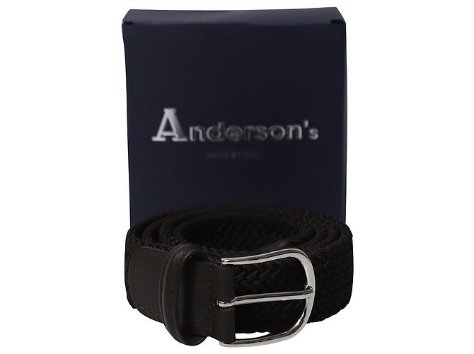 Autre Marque Anderson's Gürtel mit Weboptik und dunkelbraunem Lederbesatz - Ansicht 5