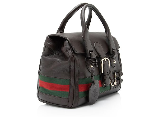Gucci Boston Bag aus Leder Heritage Web mit Schnalle Braun - Ansicht 2