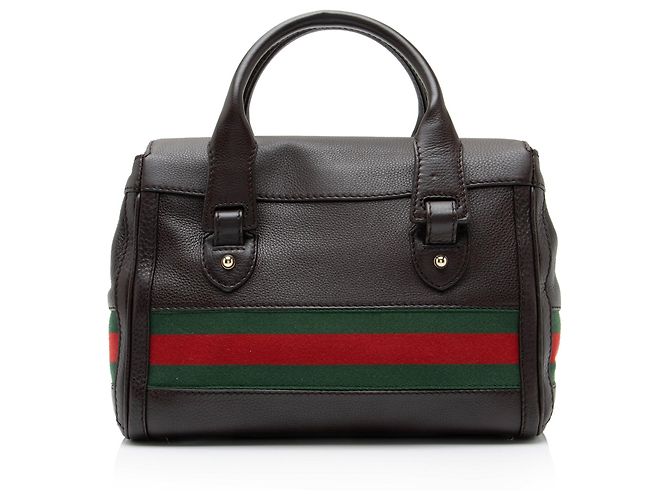 Gucci Boston Bag aus Leder Heritage Web mit Schnalle Braun - Ansicht 3