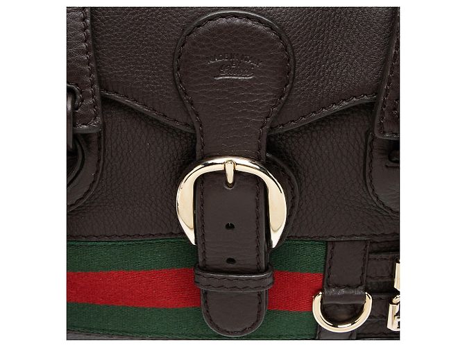 Gucci Boston Bag aus Leder Heritage Web mit Schnalle Braun - Ansicht 9