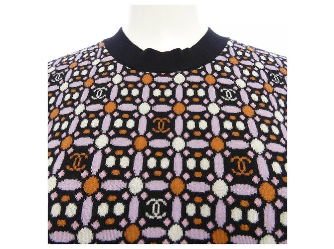 Suéter de punto Chanel Negro Rosa Blanco Naranja - vista 6