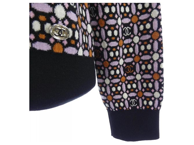 Suéter de punto Chanel Negro Rosa Blanco Naranja - vista 7