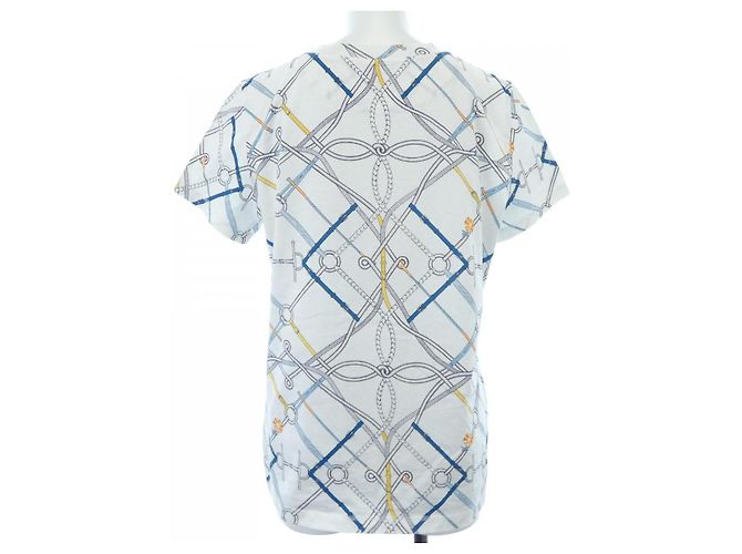 Hermès T-shirt Hermes PARCOURS SANS FAUTE Bianco Blu - vista 2