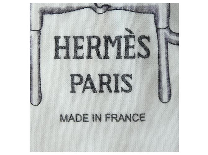 Hermès T-shirt Hermes PARCOURS SANS FAUTE Bianco Blu - vista 4