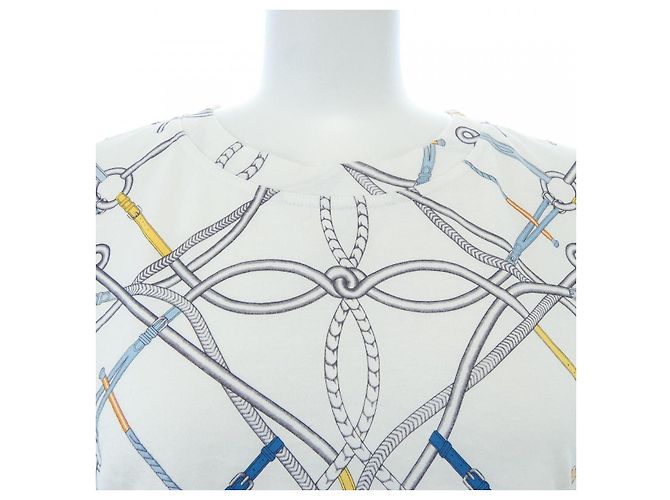Hermès T-shirt Hermes PARCOURS SANS FAUTE Bianco Blu - vista 5
