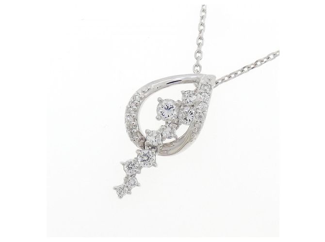 Autre Marque Colar Kumikyoku K10 White Gold Cubic Zirconia Diamond Prata - vista 3