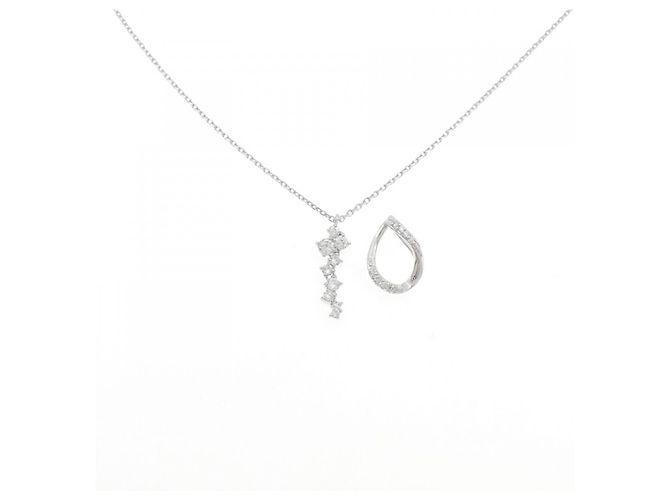Autre Marque Colar Kumikyoku K10 White Gold Cubic Zirconia Diamond Prata - vista 6