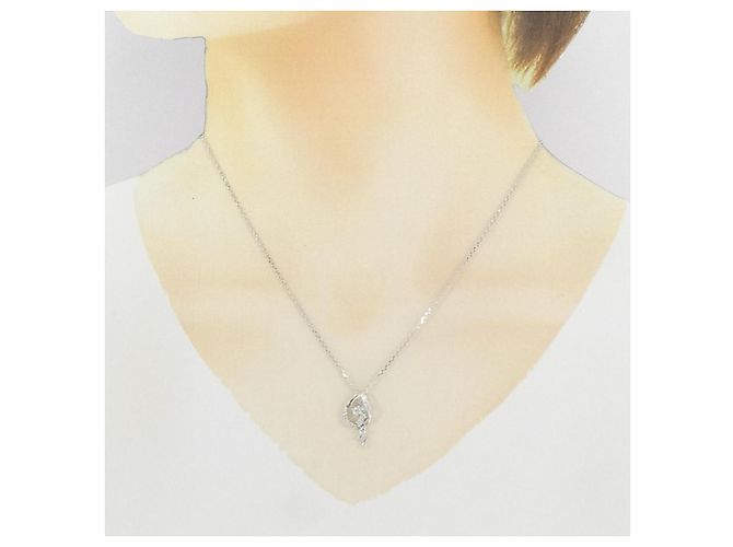 Autre Marque Colar Kumikyoku K10 White Gold Cubic Zirconia Diamond Prata - vista 7