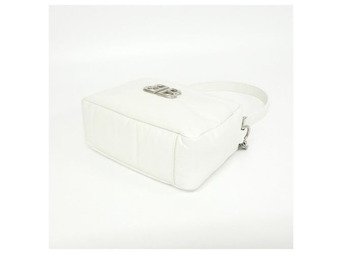 Borsa a tracolla Balenciaga Monaco Camera in pelle di vitello Bianco - vista 3