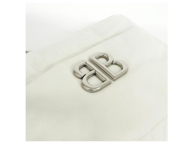Borsa a tracolla Balenciaga Monaco Camera in pelle di vitello Bianco - vista 4