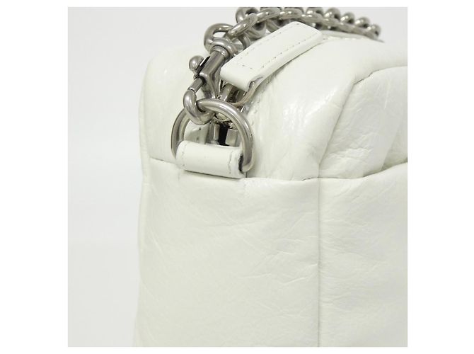 Borsa a tracolla Balenciaga Monaco Camera in pelle di vitello Bianco - vista 5