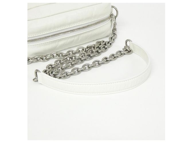 Borsa a tracolla Balenciaga Monaco Camera in pelle di vitello Bianco - vista 6