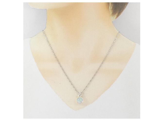 Autre Marque Collana Kuresanver in platino Au750 con opale sintetico e diamante - vista 6