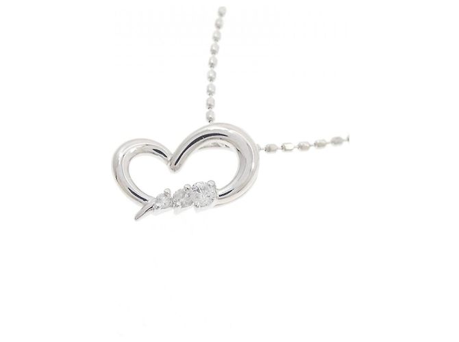 Autre Marque Collana a Cuore in Diamanti e Oro Bianco K10 Argento - vista 3